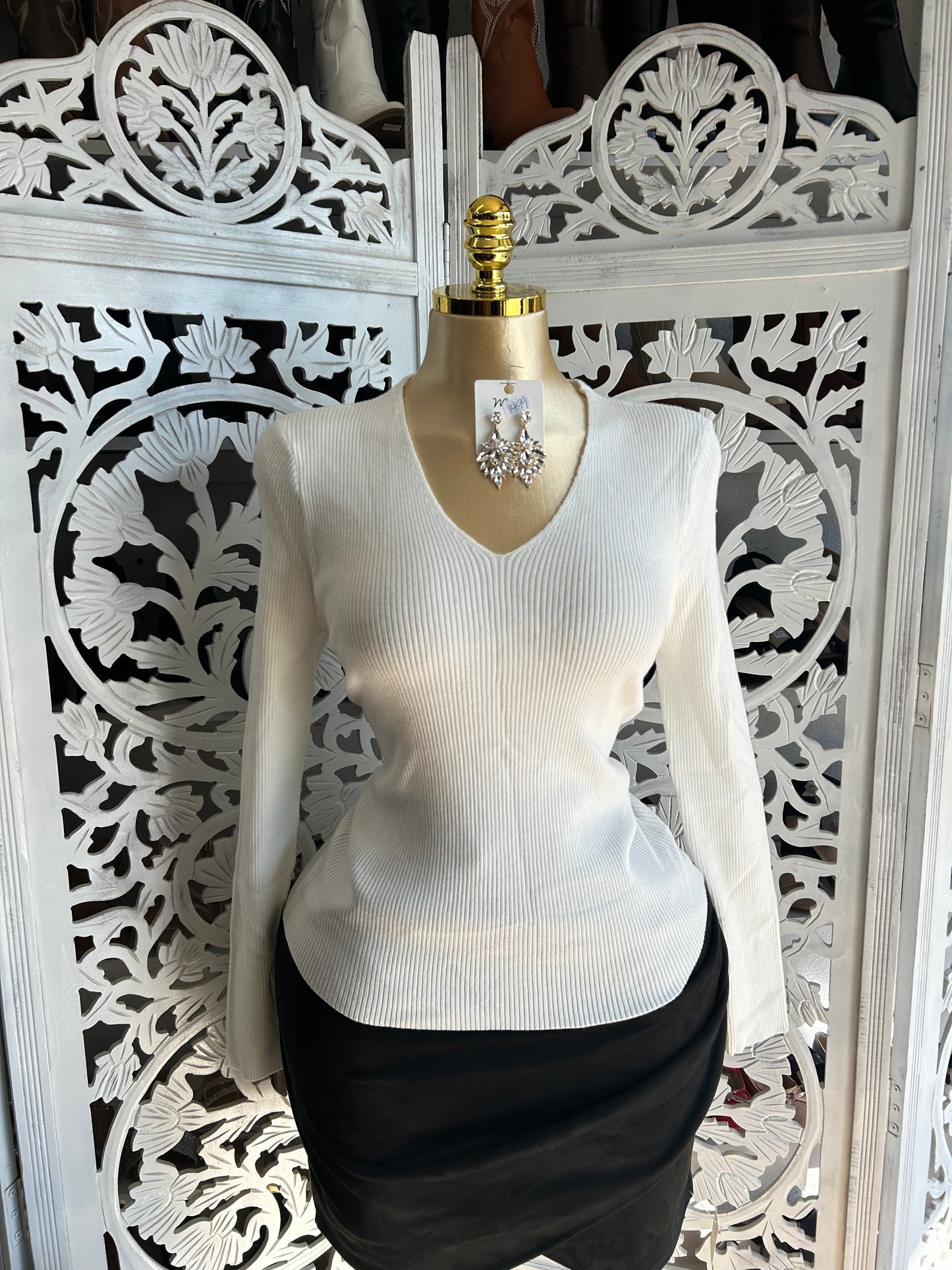 Ribbed warm soft long sleeve top