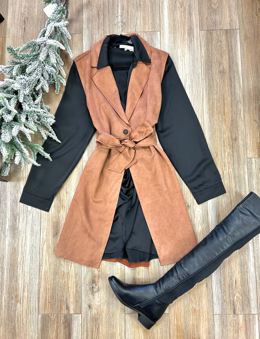 Suede vest with bow