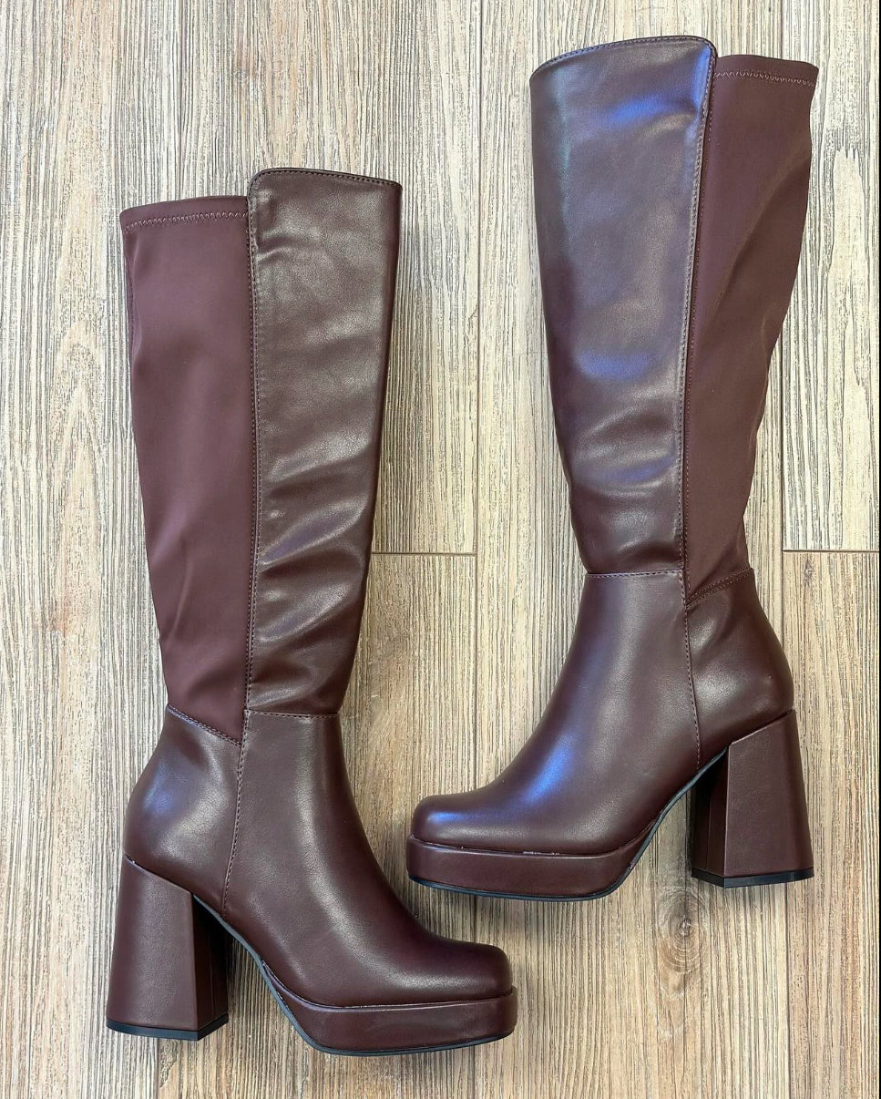 Wide calf High knee stretchy boot