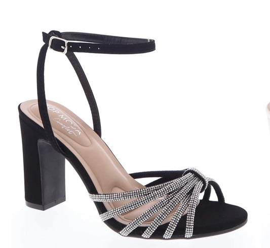Monica rhinestone block high heels