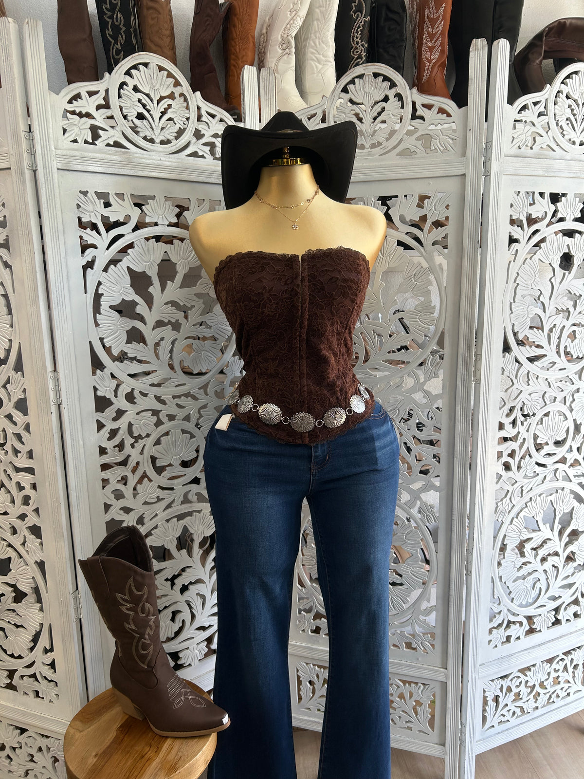 Lace tube corset top