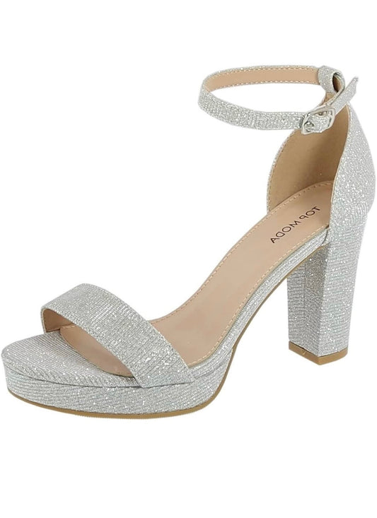 Silver sparkly heels
