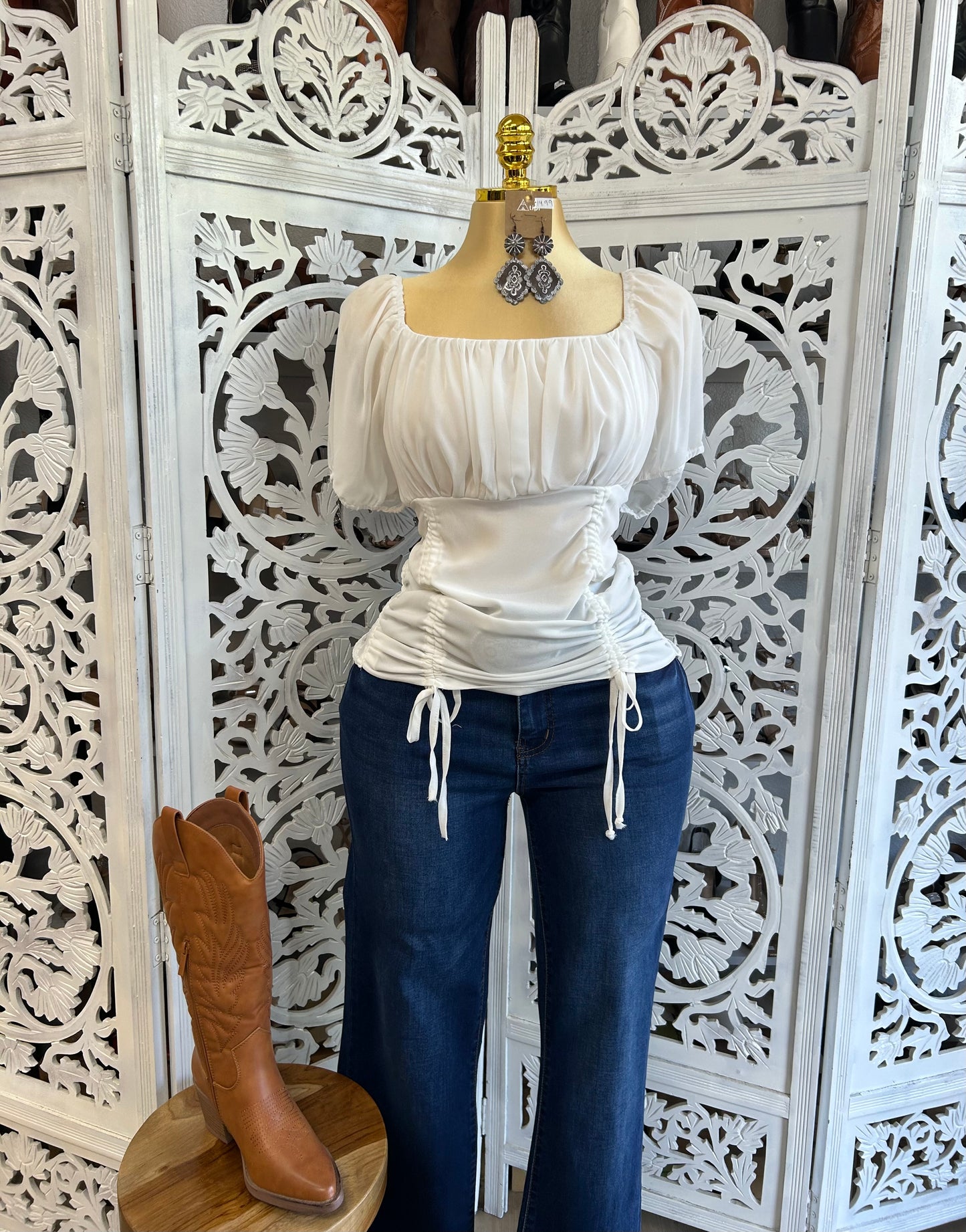 White Drawstring classy top