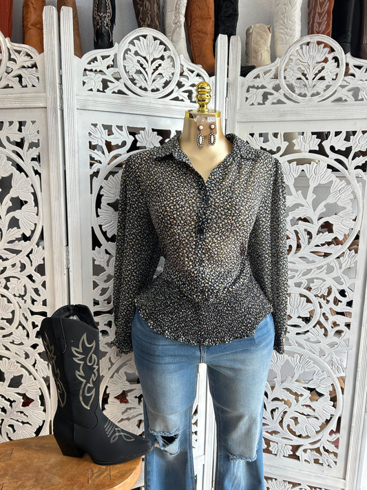 Flower print button shirt