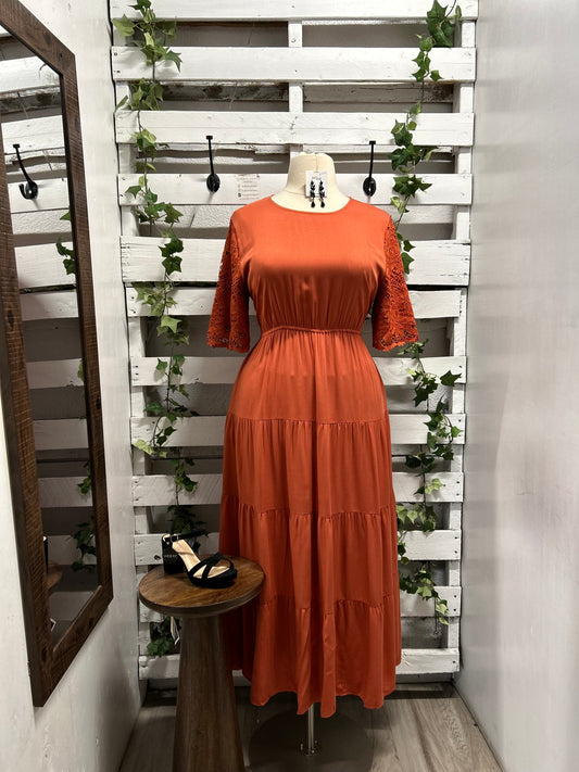 Rust flower maxi dress