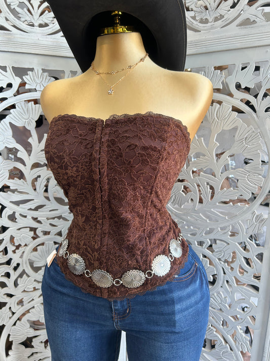 Lace tube corset top