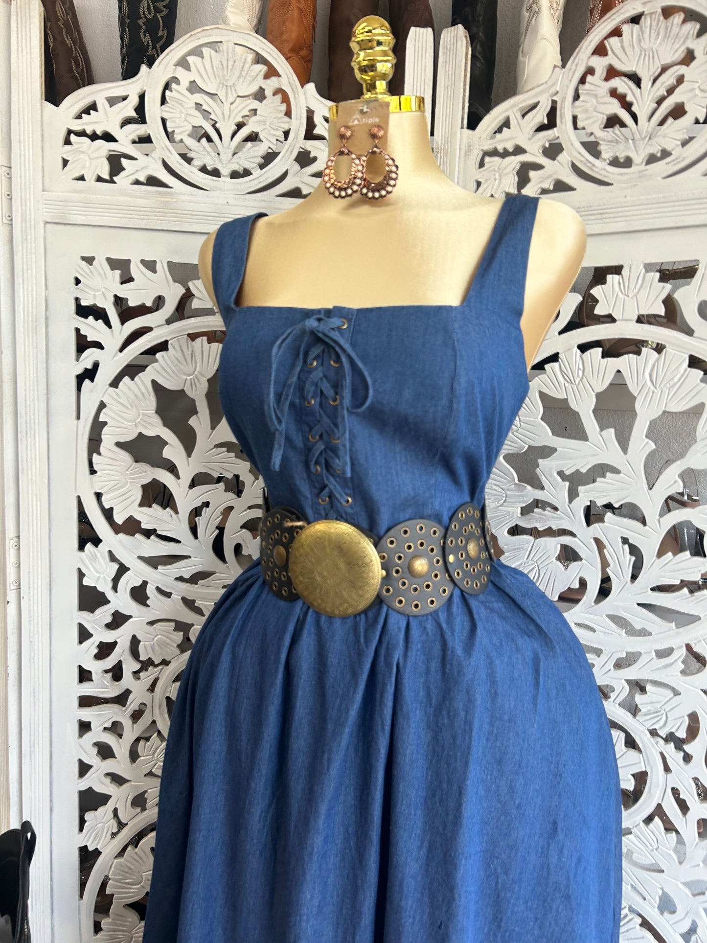 Denim dress with pockets