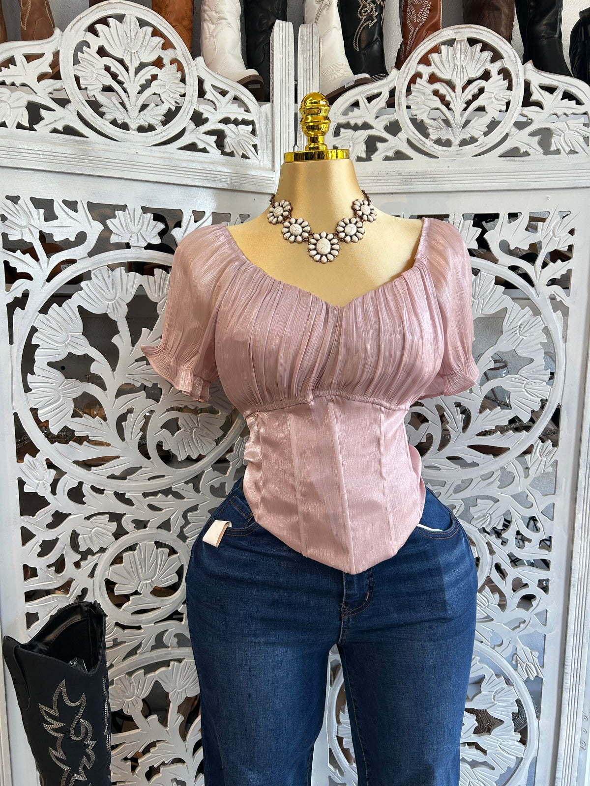 Satin bow tie top