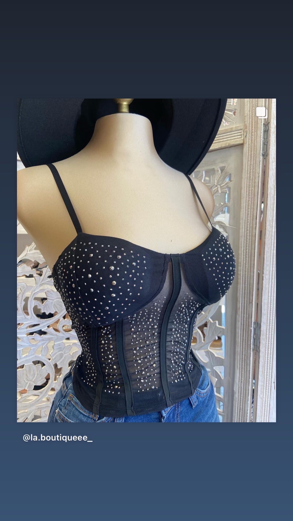 Corset Mesh rhinestone sparkly top