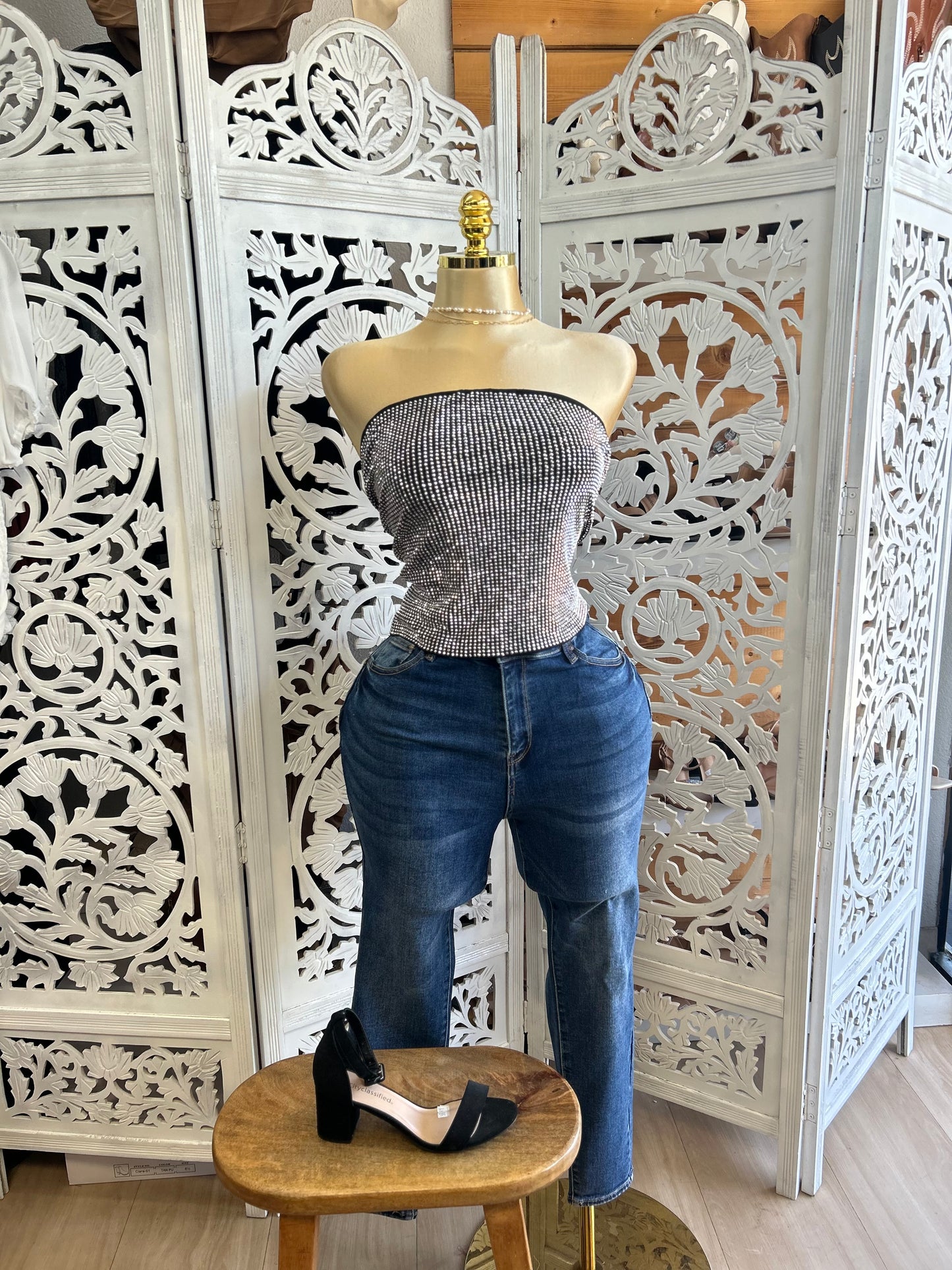 Rhinestone tube top