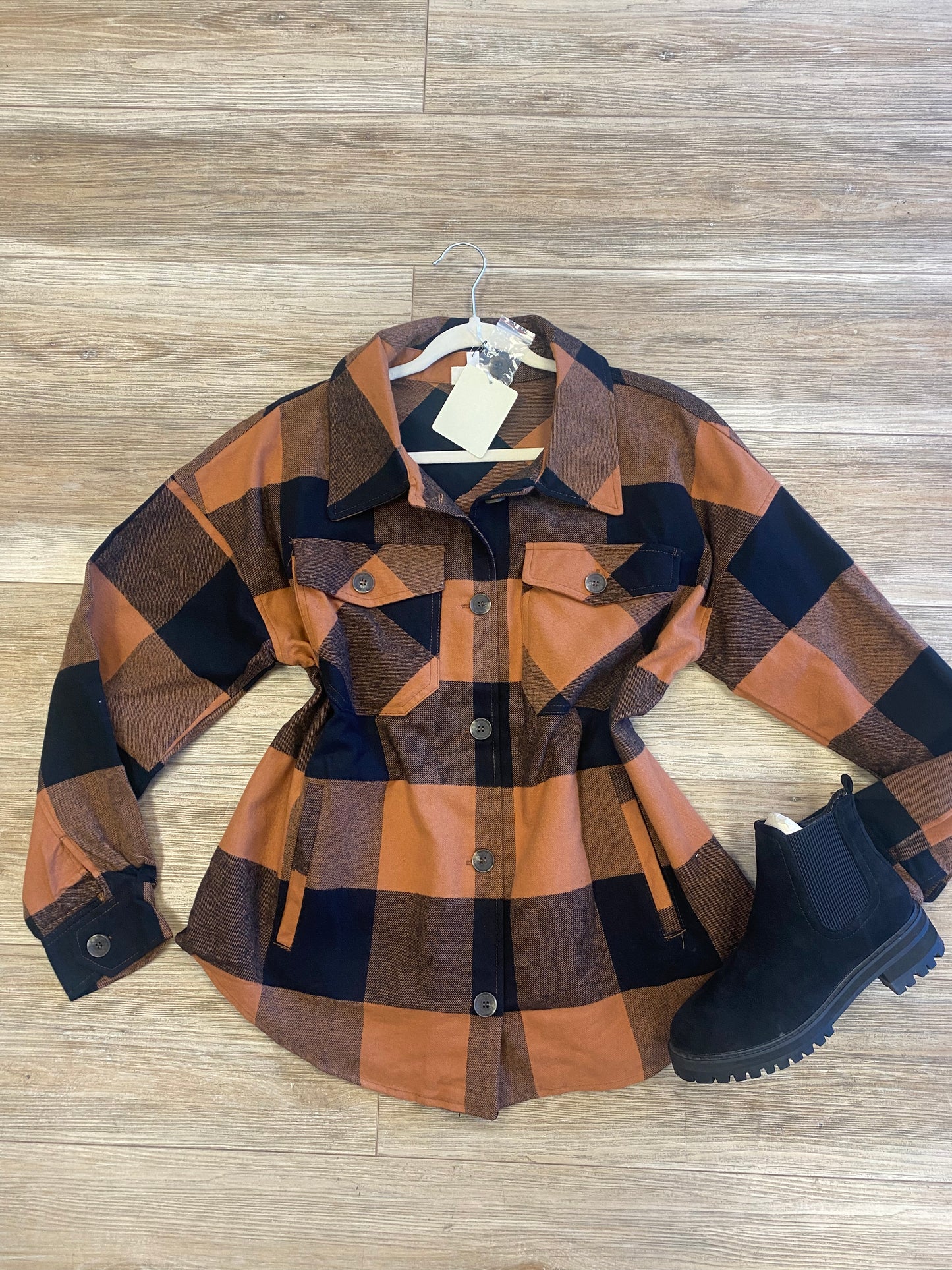 Plaid rust Shacket