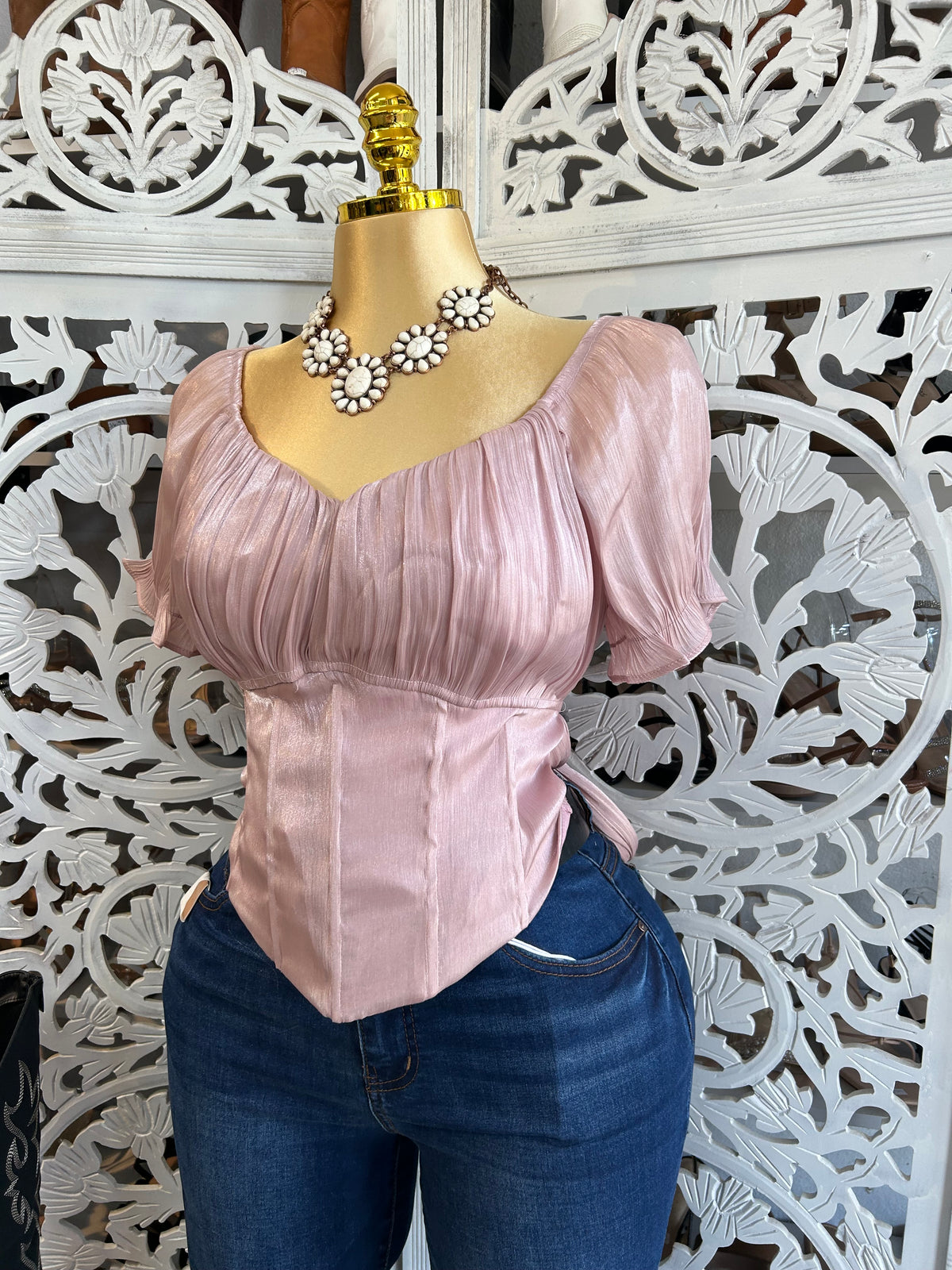 Satin bow tie top