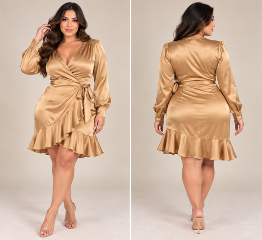 Side tie satin dress (size up) final sale