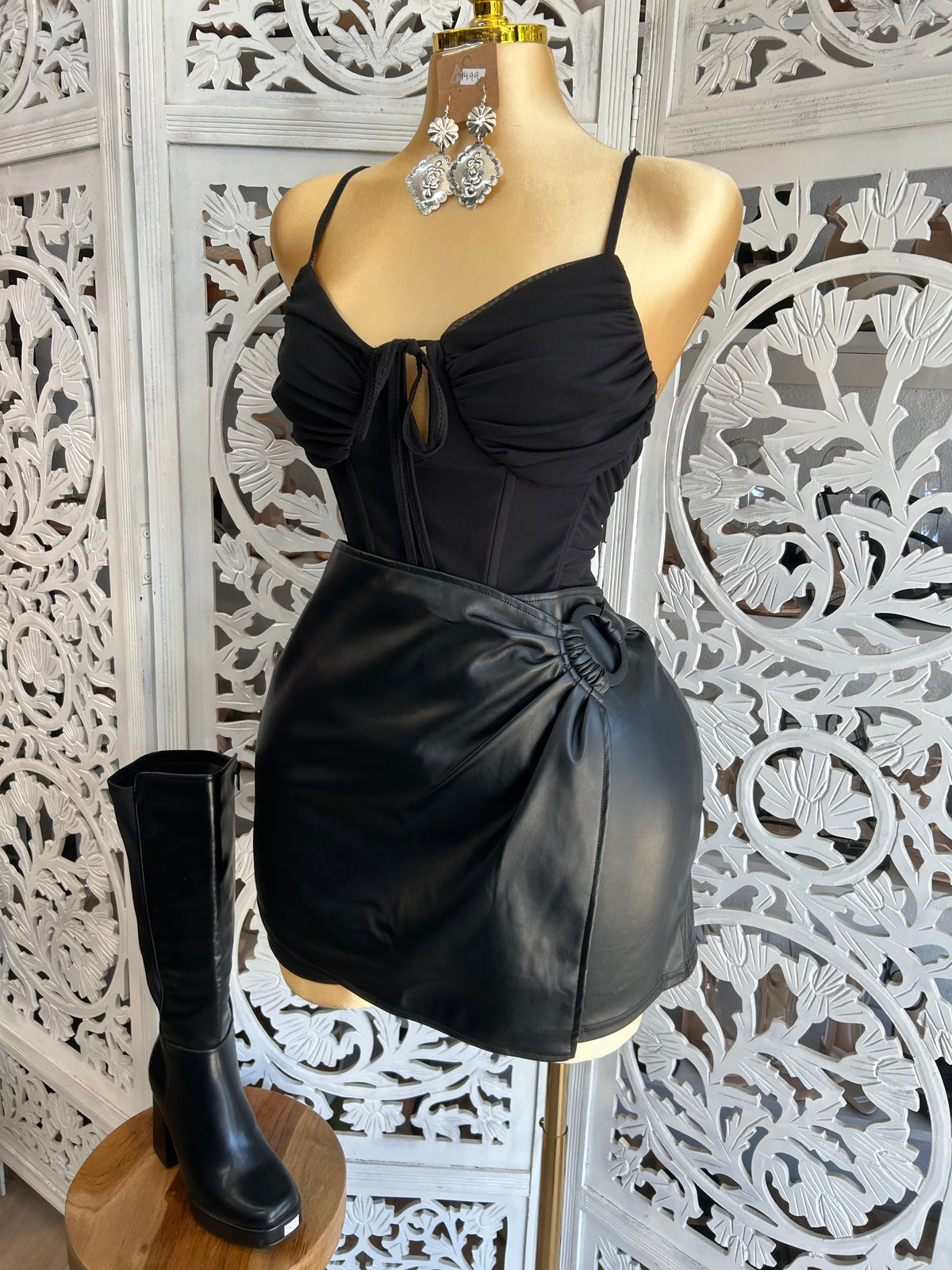 Leather skirt skort (with shorts)
