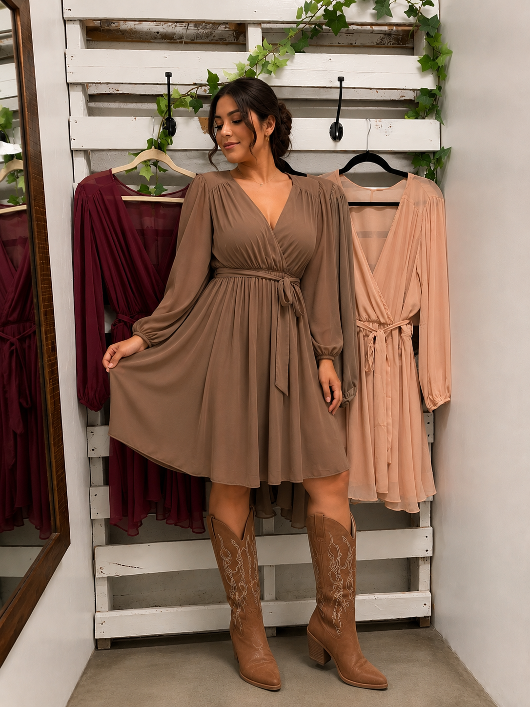 Long sleeve flowy dress