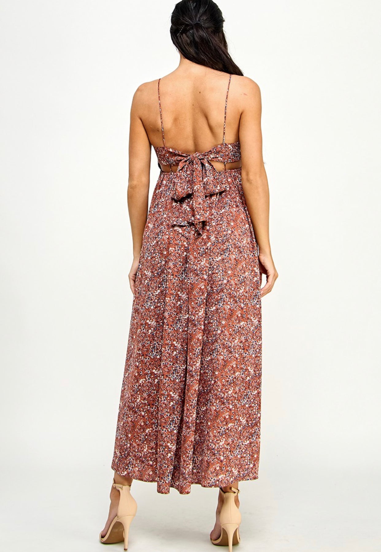 Floral open back dress