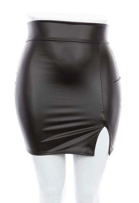 High rise leather skirt