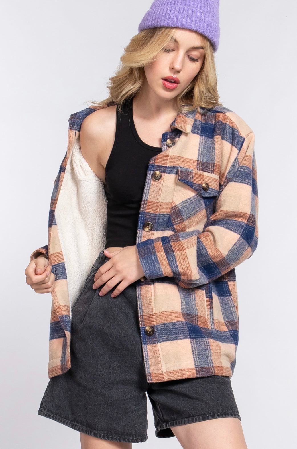 Sherpa plaid jacket