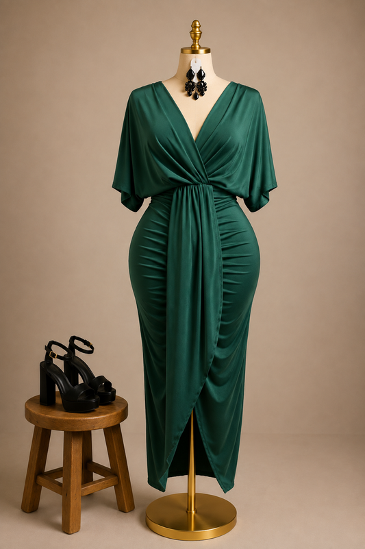 Cross over long dress