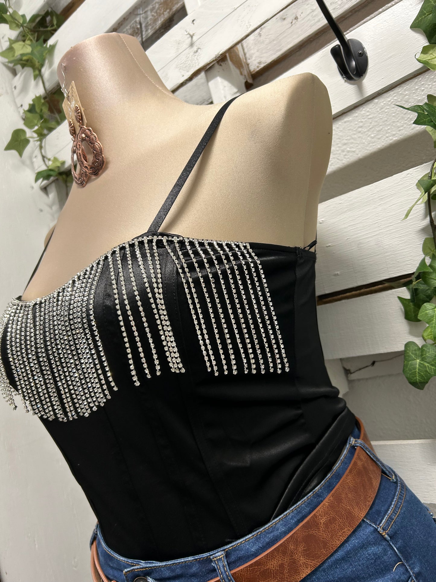 Silk fringe Corset top