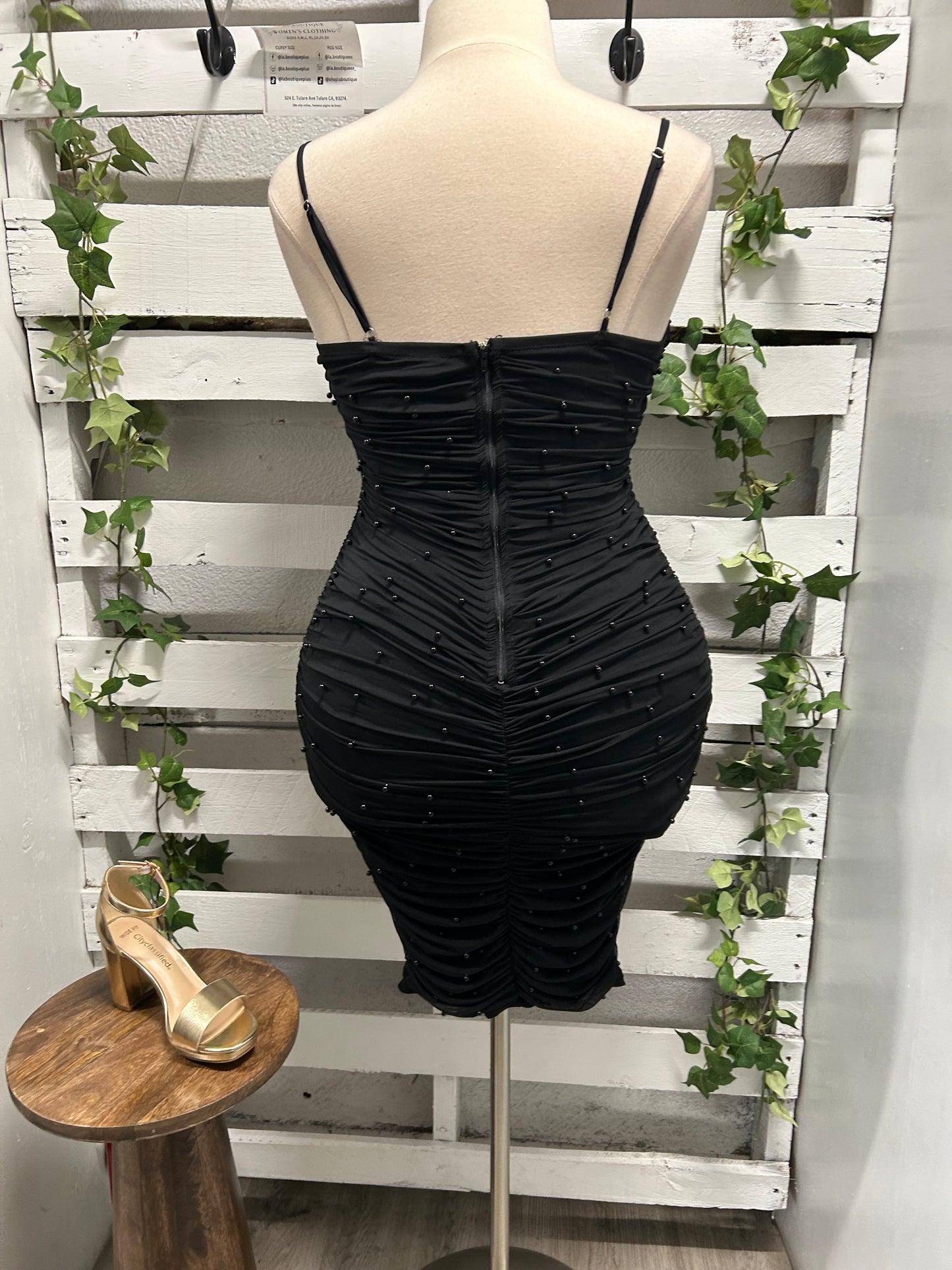 Mini pearl dress (size up) mannequin is wearing 3x