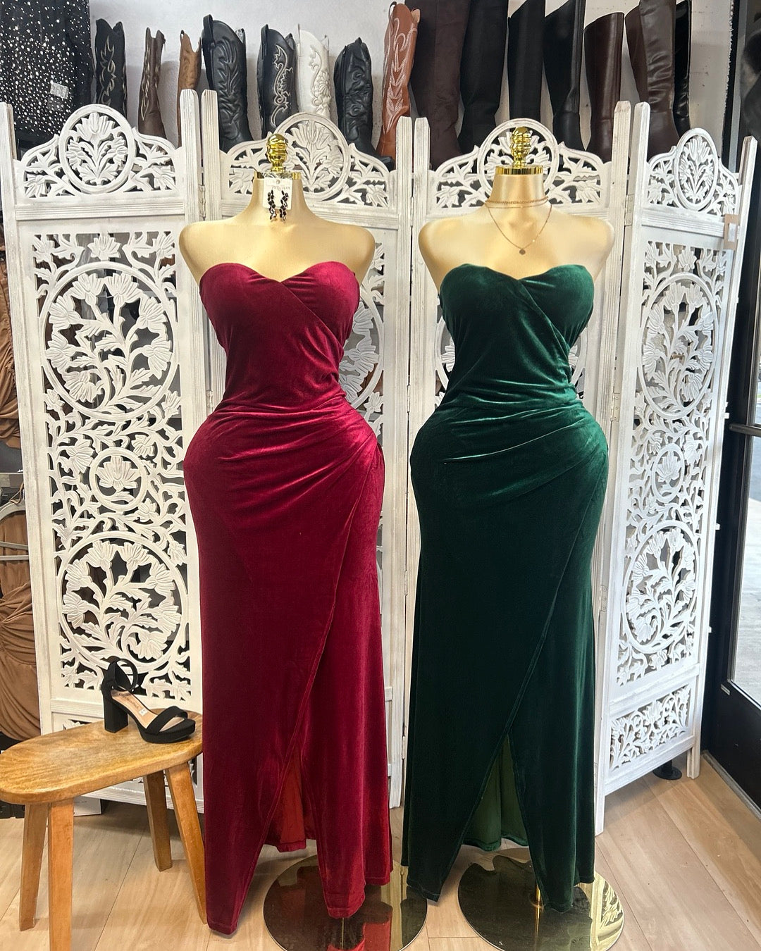 Formal velvet wrap dress