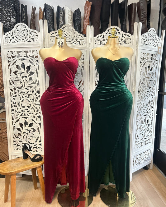 Formal velvet wrap dress