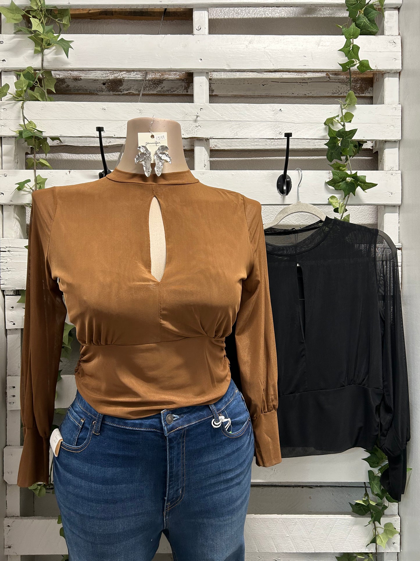 Long sleeve mesh top