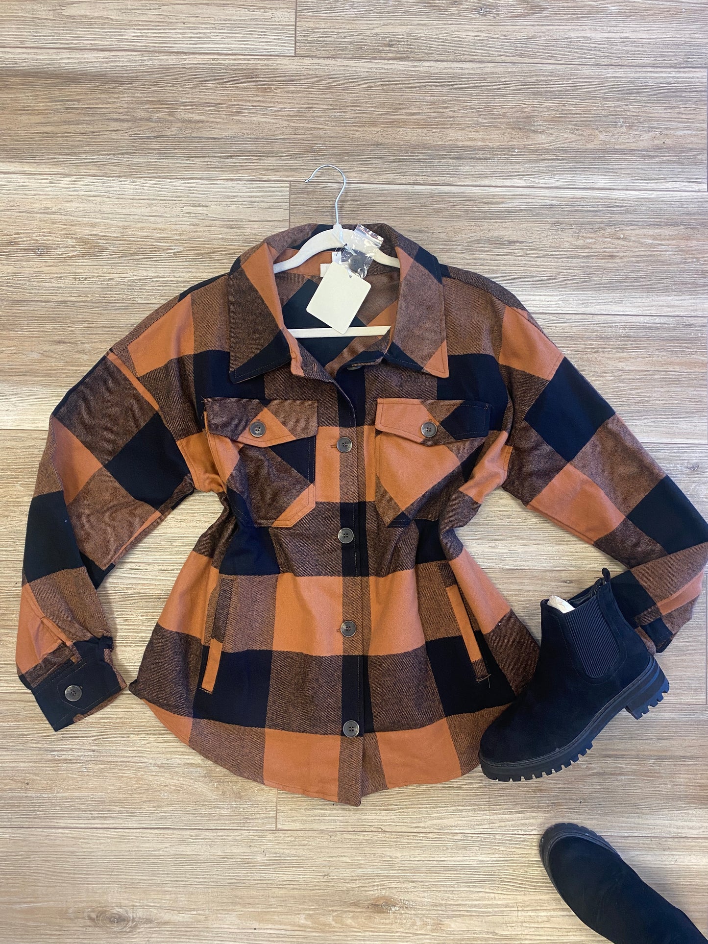 Plaid rust Shacket