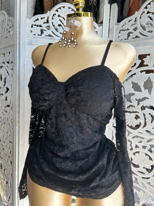 off the shoulder lace shirt (runs small)