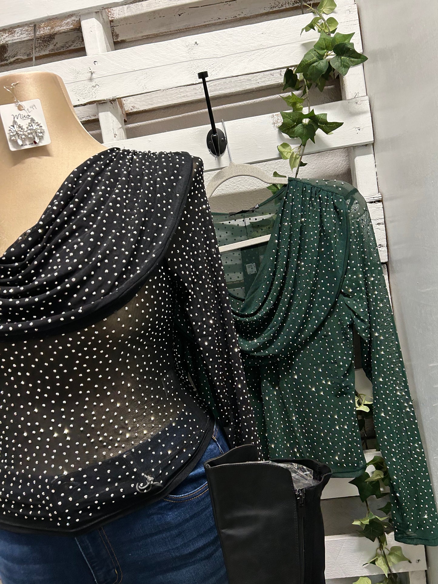 Sparkly cowl neck top