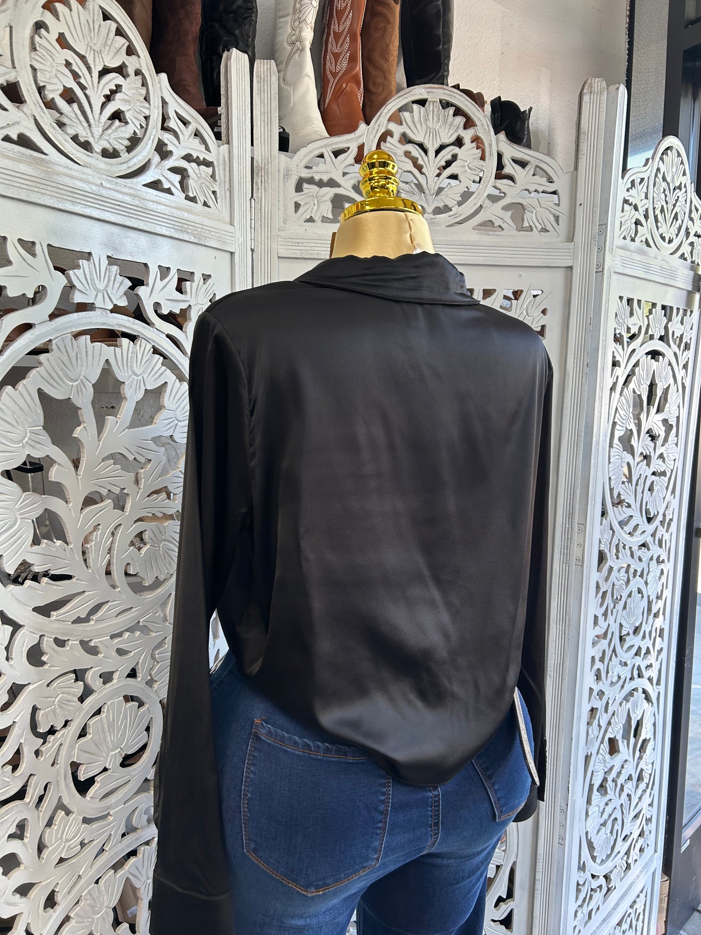 Satin button up shirt