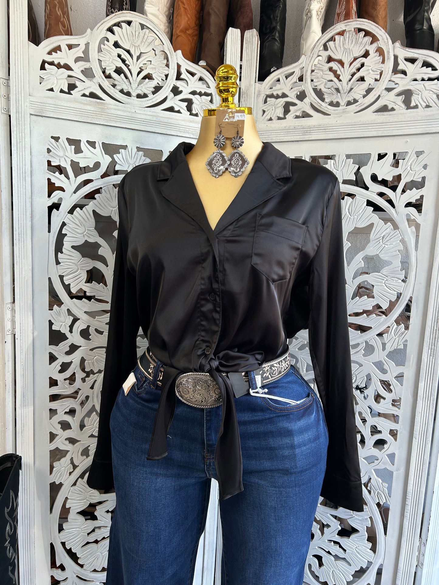 Satin button up shirt