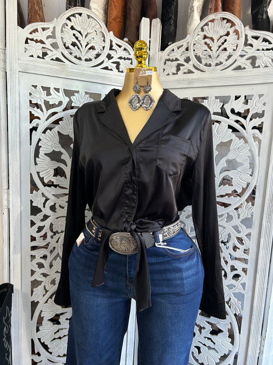 Satin button up shirt