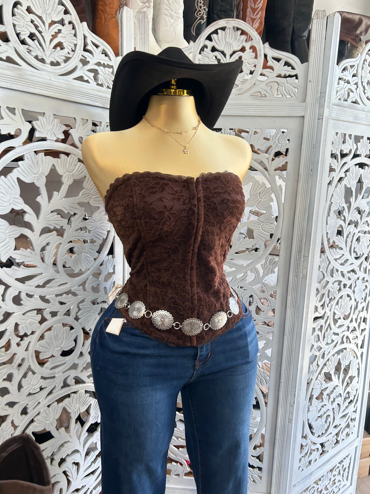 Lace tube corset top