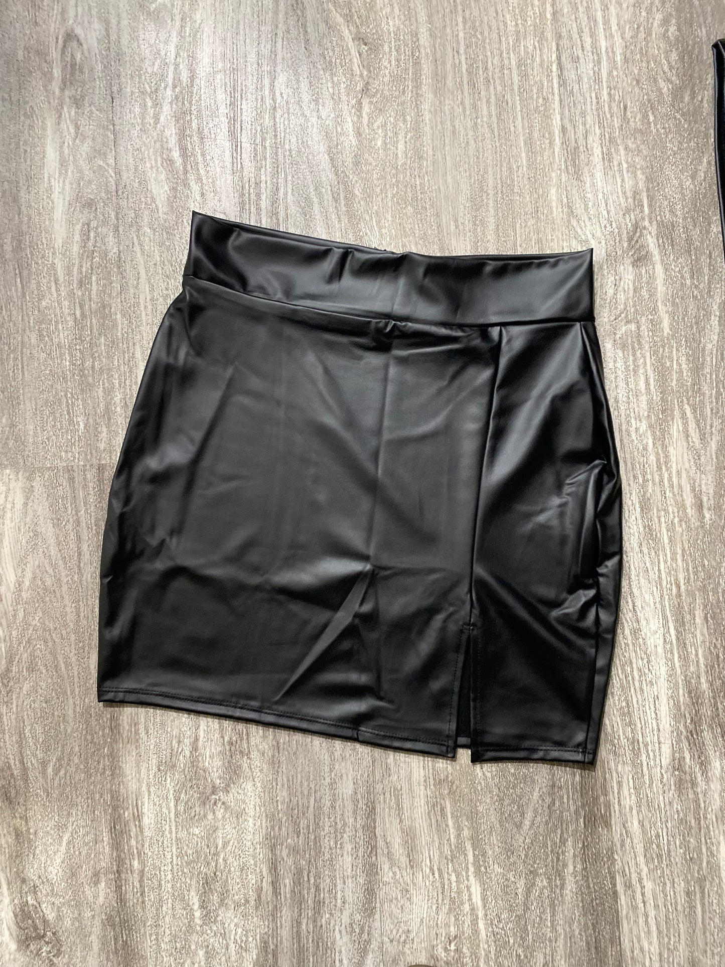 High rise leather skirt