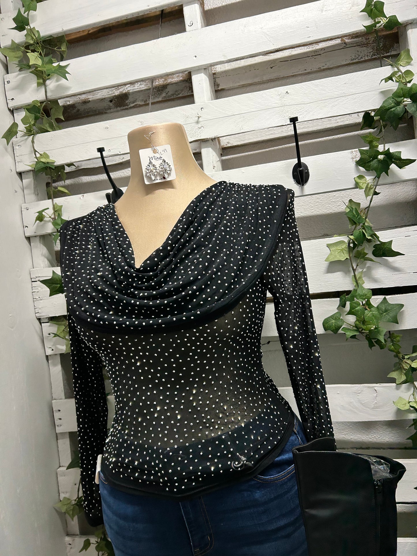 Sparkly cowl neck top