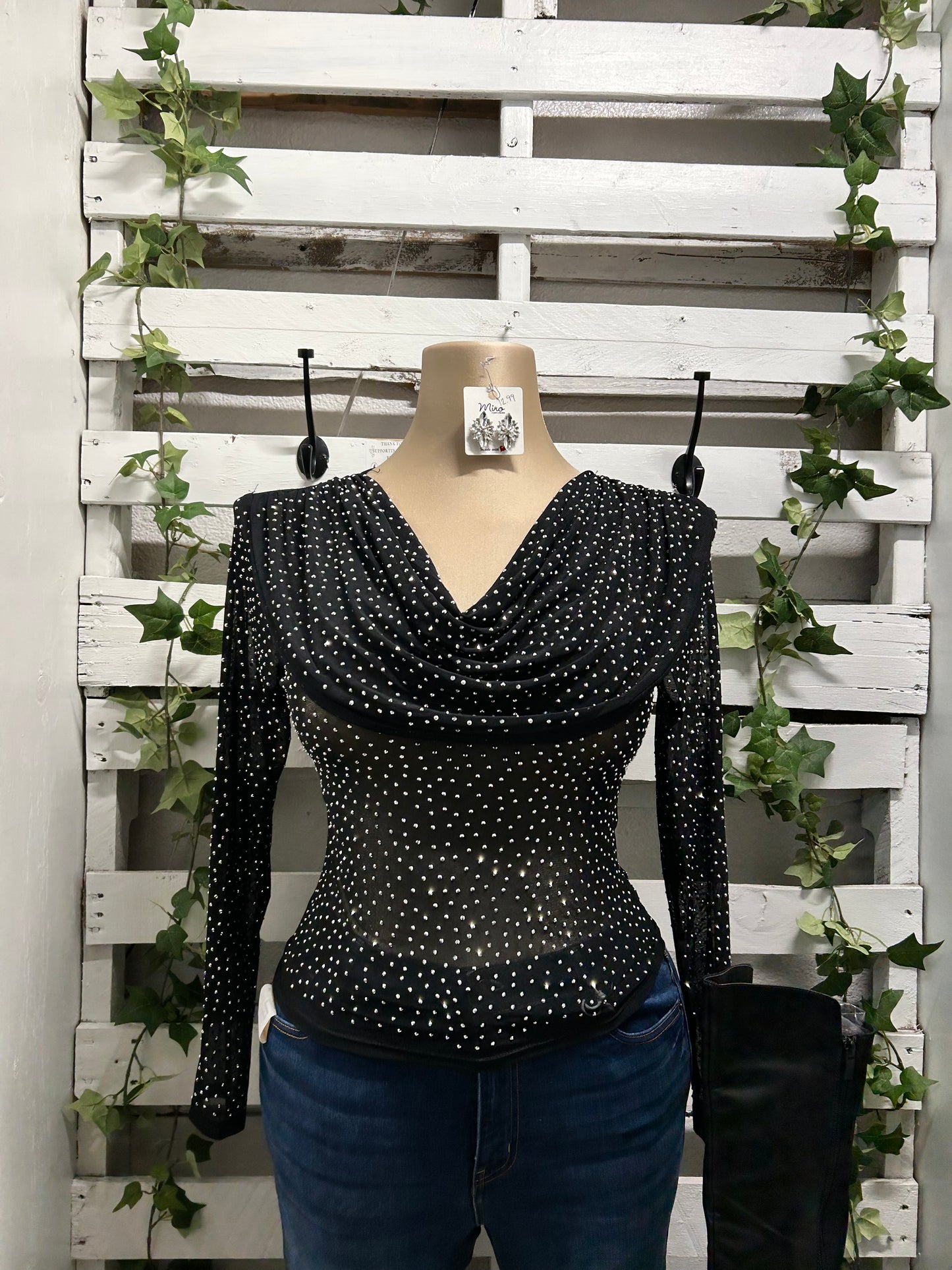 Sparkly cowl neck top