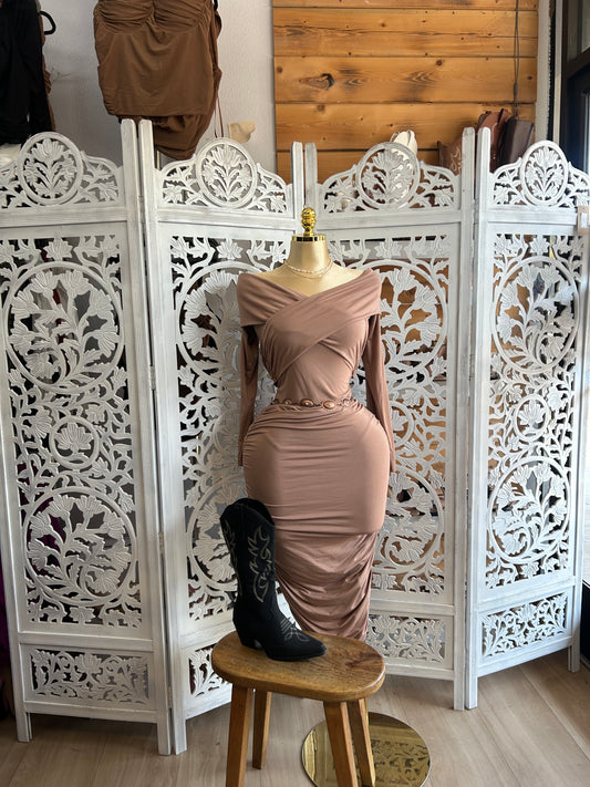 Long sleeve cross over dress