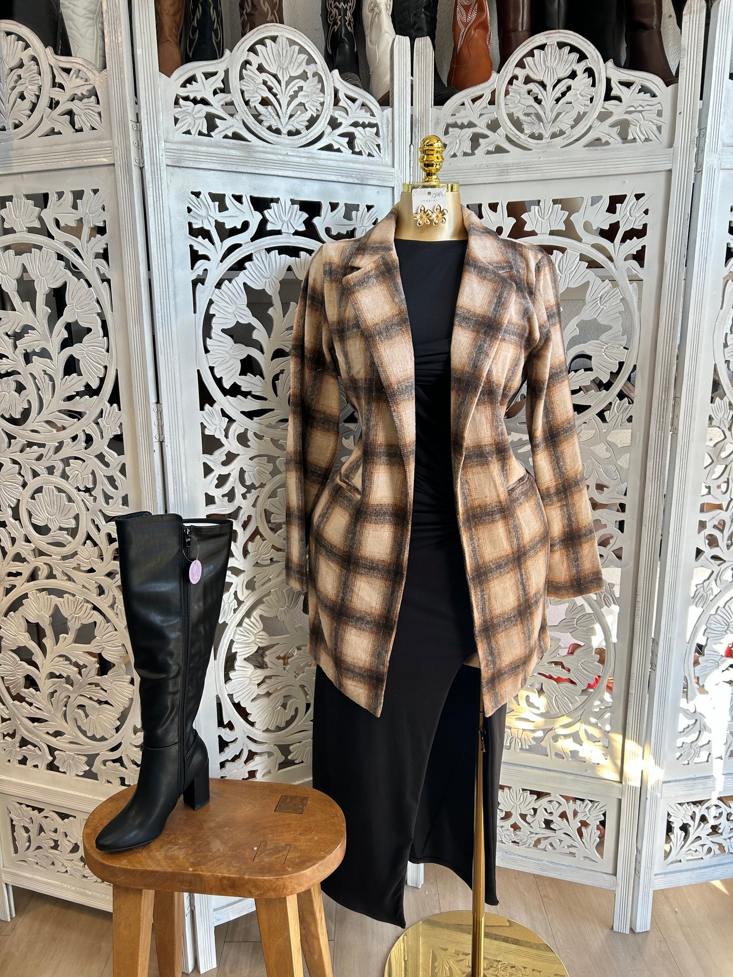 Plaid chocolate blazer