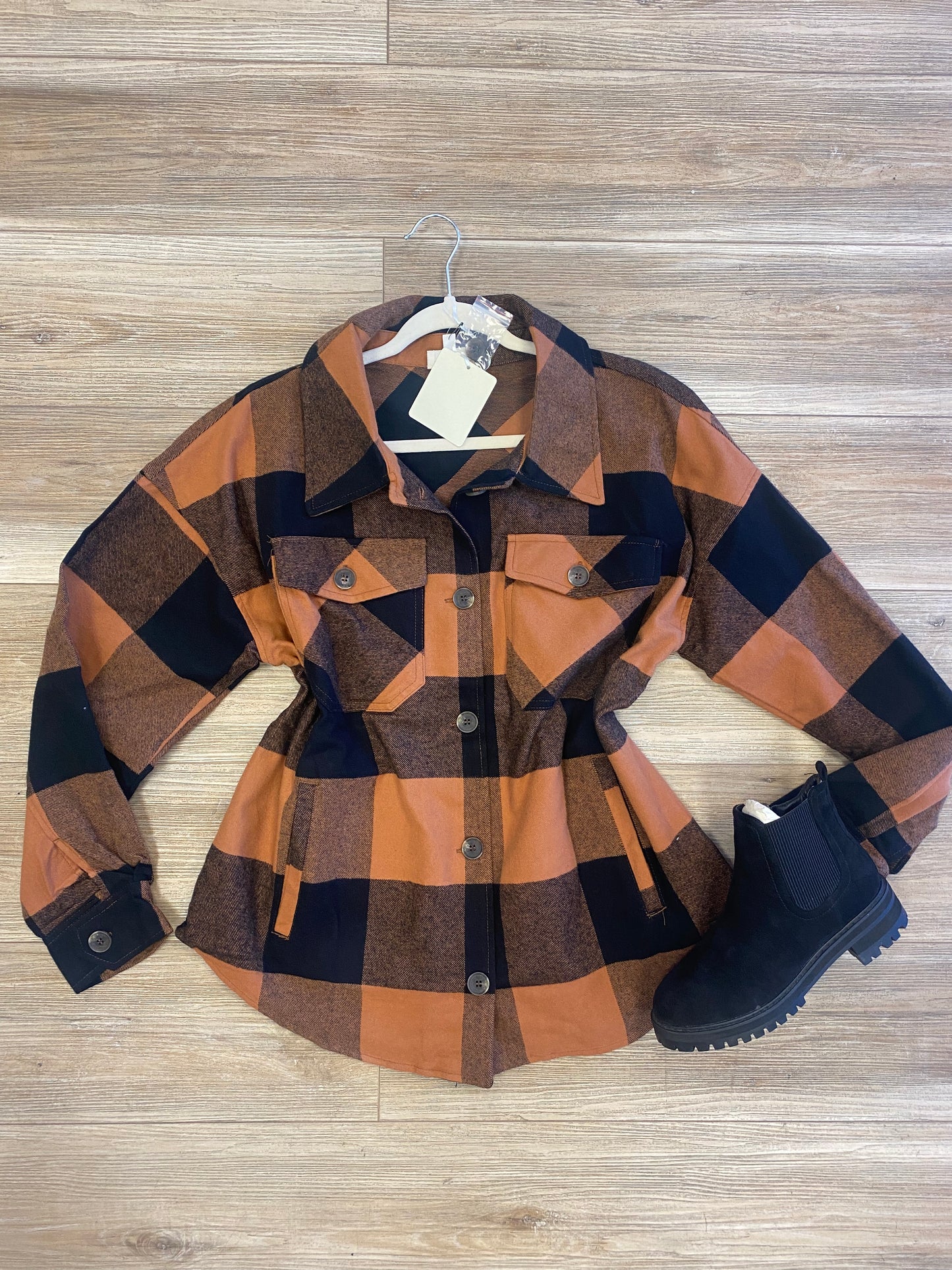 Plaid rust Shacket