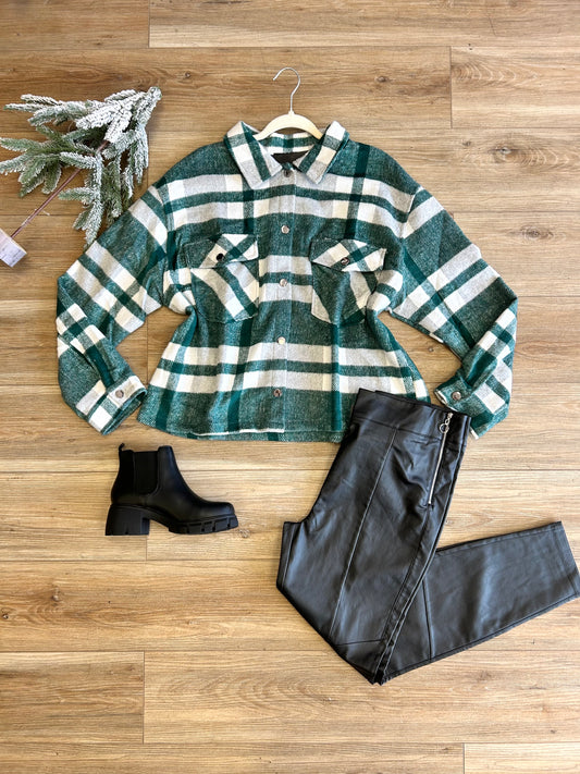 Plaid cropped shacket