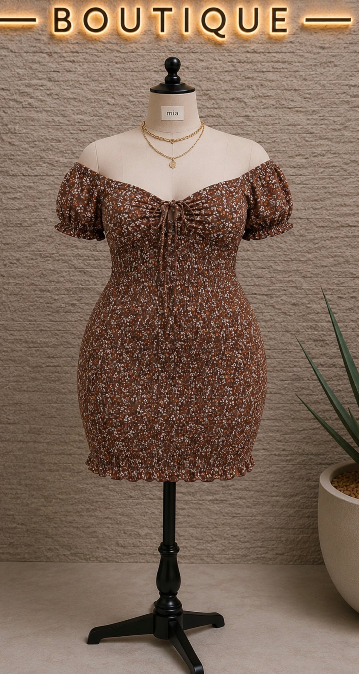 Floral off the shoulder smocked dress