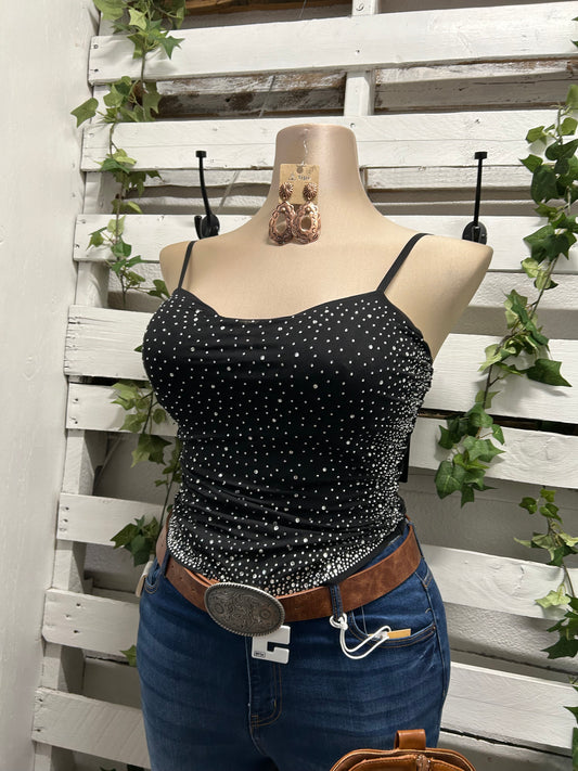 Mesh rhinestone top