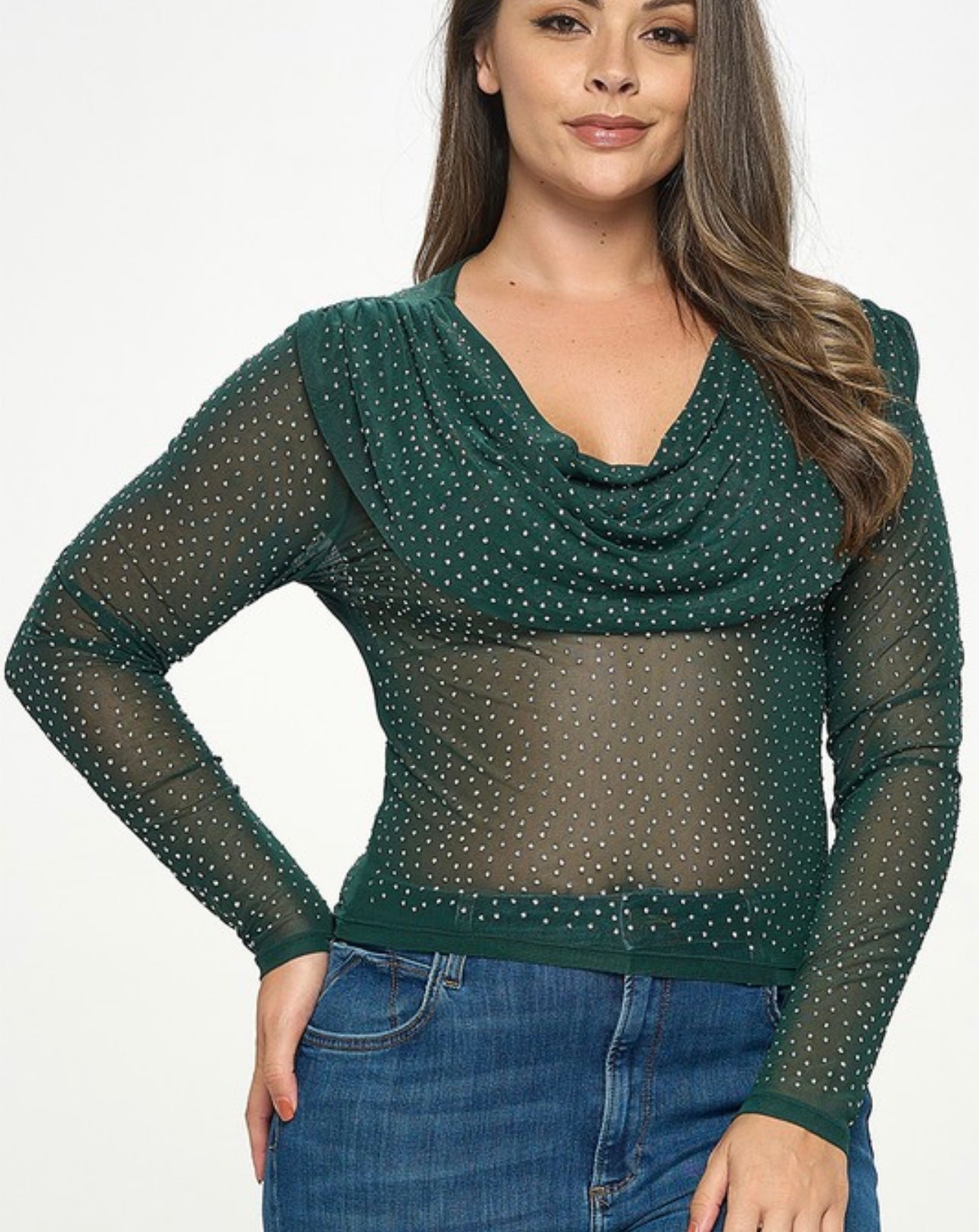 Sparkly cowl neck top