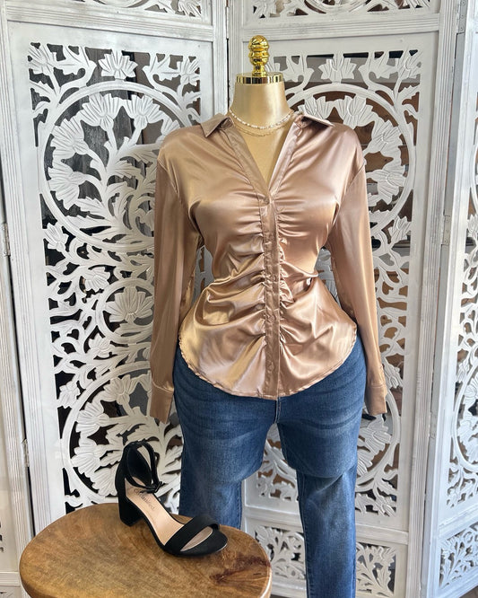 Satin button up shirt
