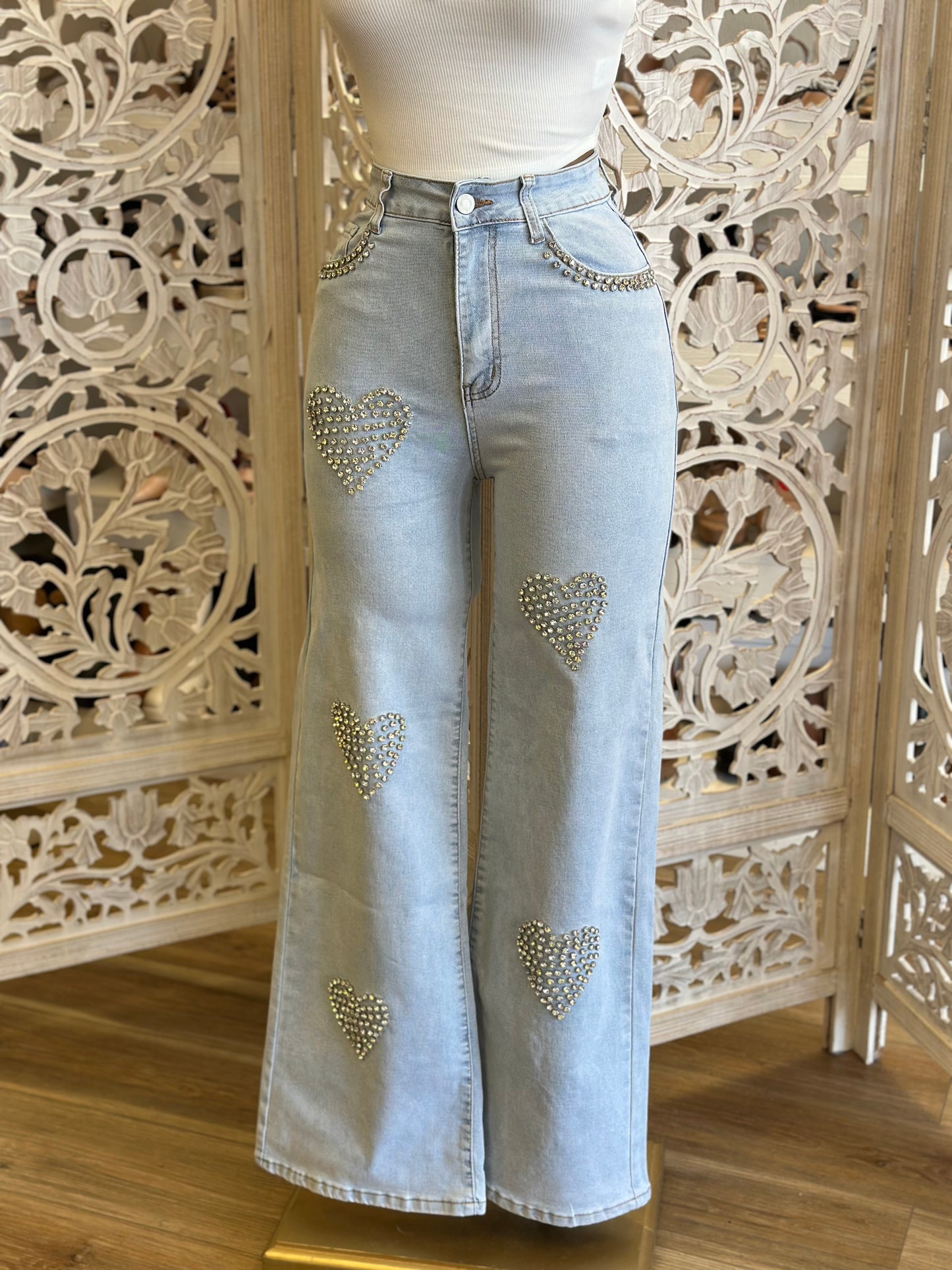 Heart shaped straight jeans