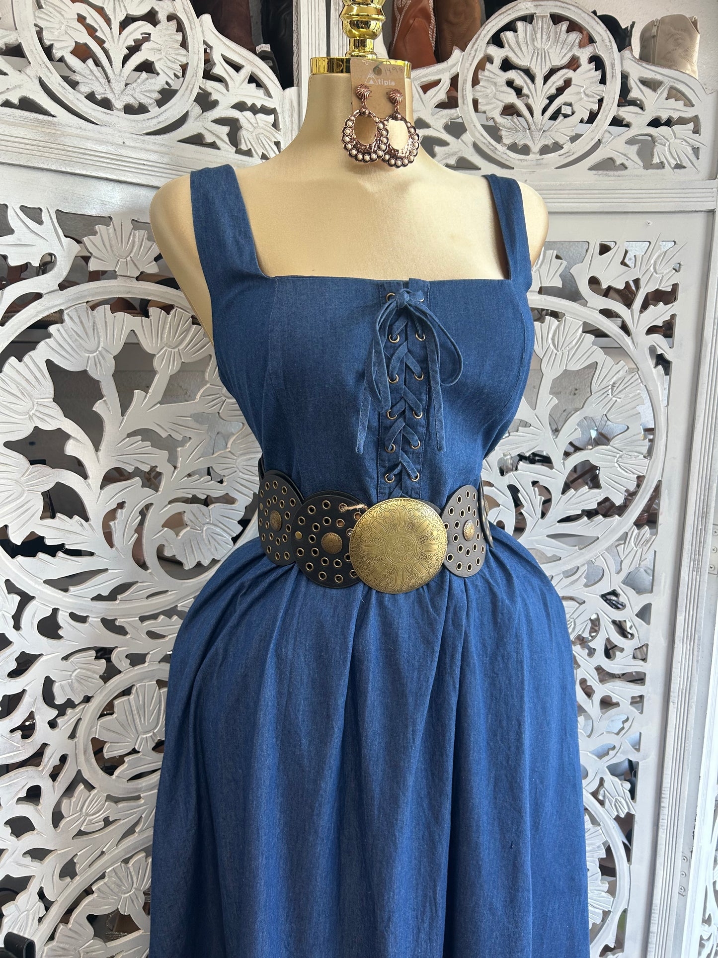 Denim dress with pockets