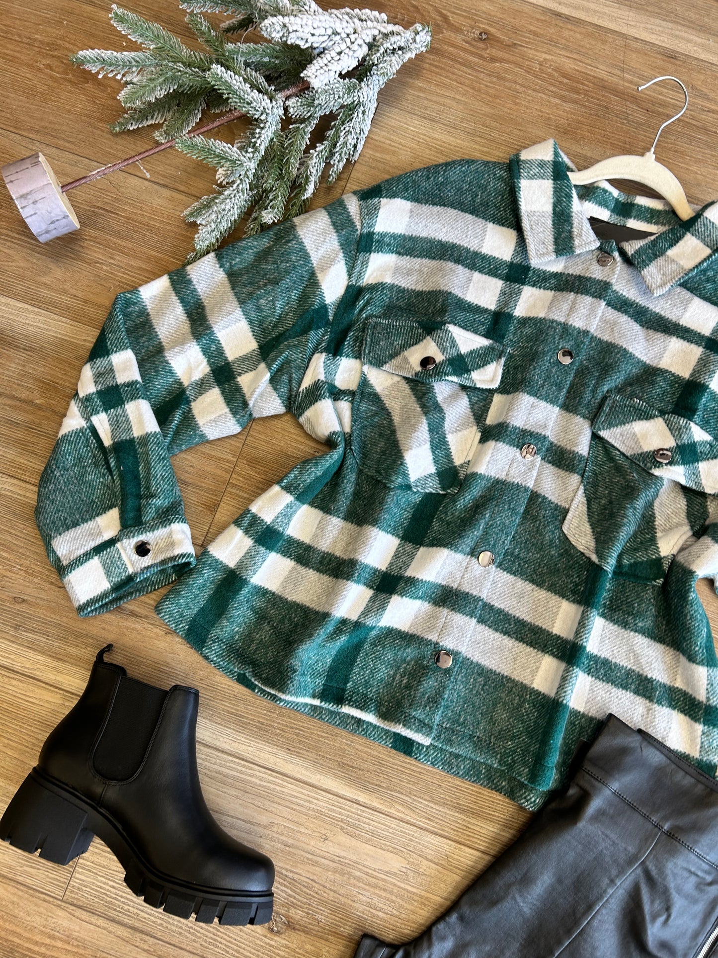 Plaid cropped shacket