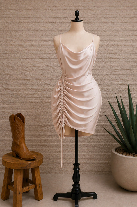Champagne drawstring dress